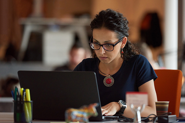 Woman using computer